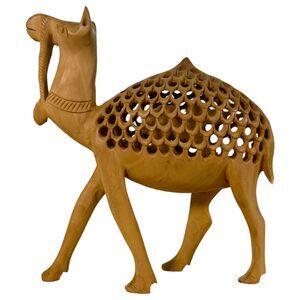 Vintage Hand Carved Wood Camel with Carved Baby Inside Mother